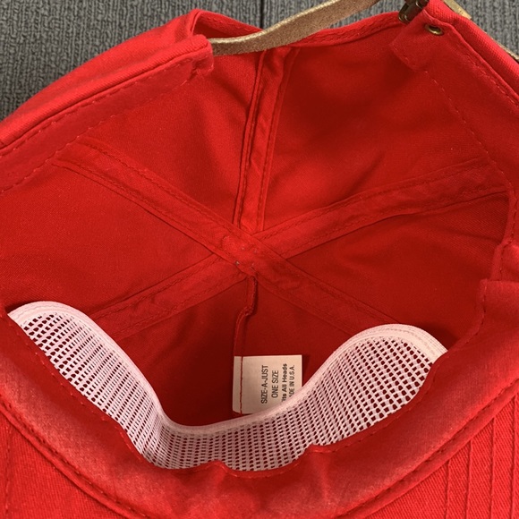 Vintage QR Rope Baseball Hat Mens OSFA Red White Adjustable Strapback Cap USA - Picture 13 of 14